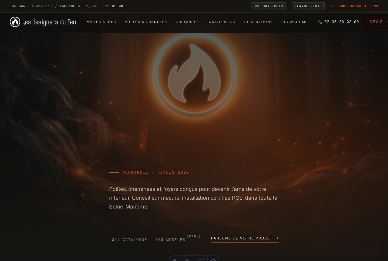 Capture du site Les Designers du Feu